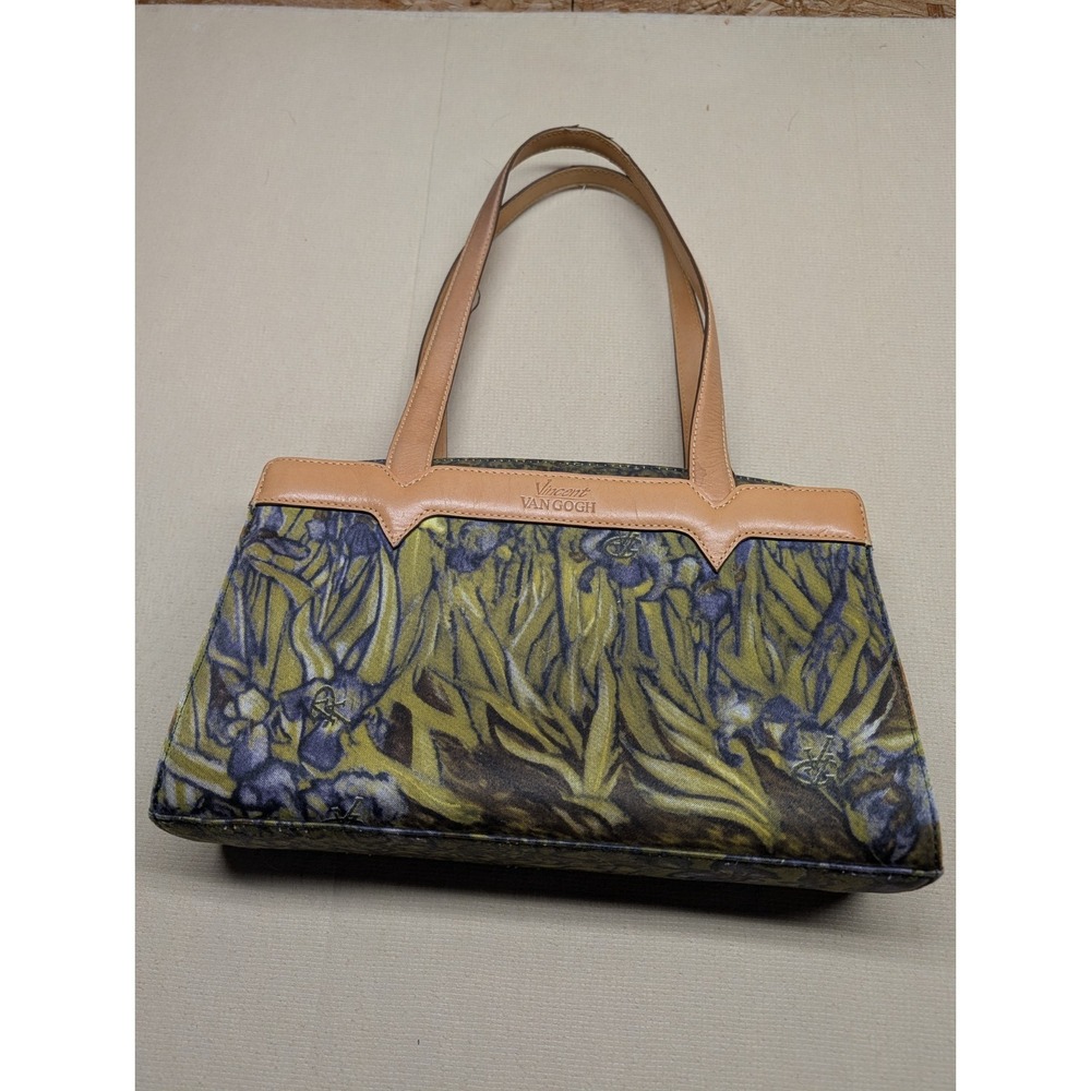 Vincent Van Gogh Iris Art Medium Top Handle Bag Zip Close Insert With Pockets